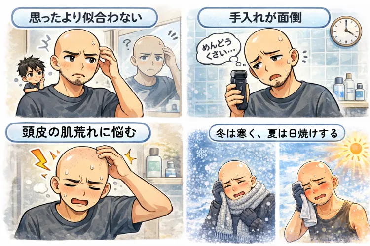 スキンヘッドにして後悔したこと