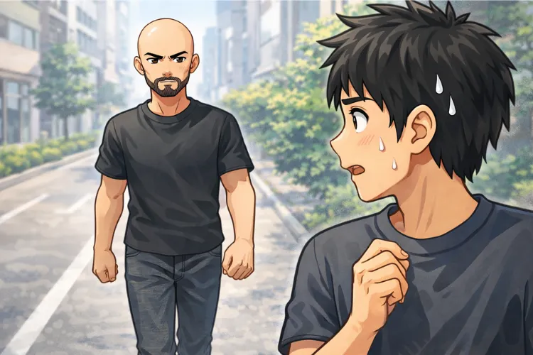 怖いスキンヘッドの男性