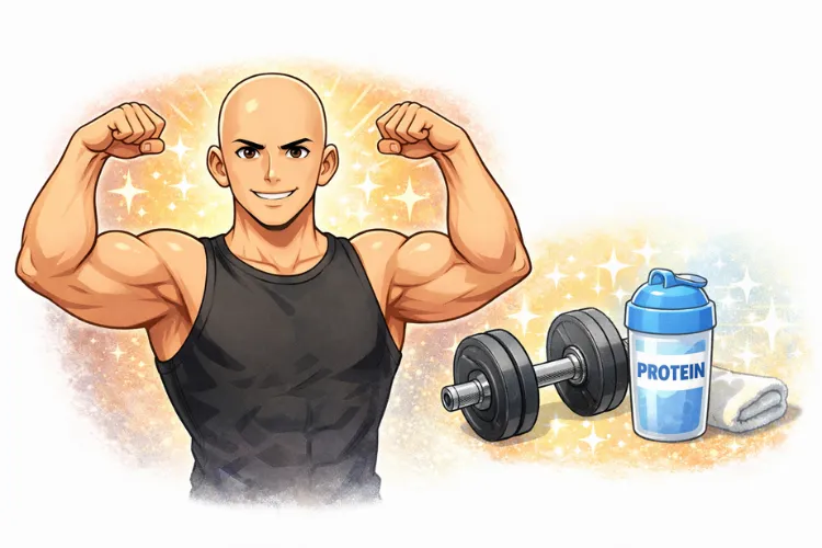 筋肉があるスキンヘッド