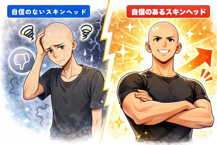 自信がないスキンヘッドと自信があるスキンヘッド
